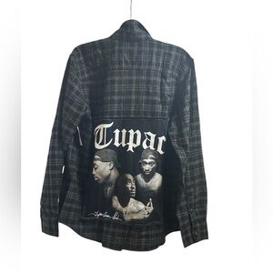 2 PAC SHAKIR custom original ONE OF A KIND oversized boyfriend flannel